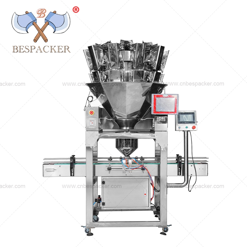 Bespacker XKB-10 multi heads automatic linear weighing filling machine price with conveyor belt